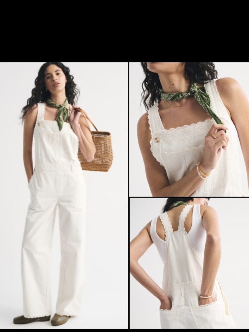 NWT! Abercrombie & Fitch 100% Cotton Embroidered Trim Overall Jumpsuit! ST